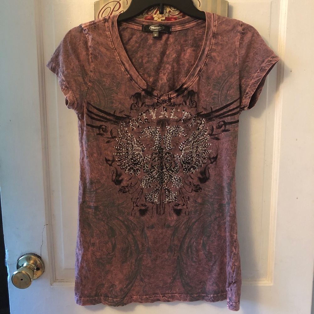 Embellished v-neck top Sz. M